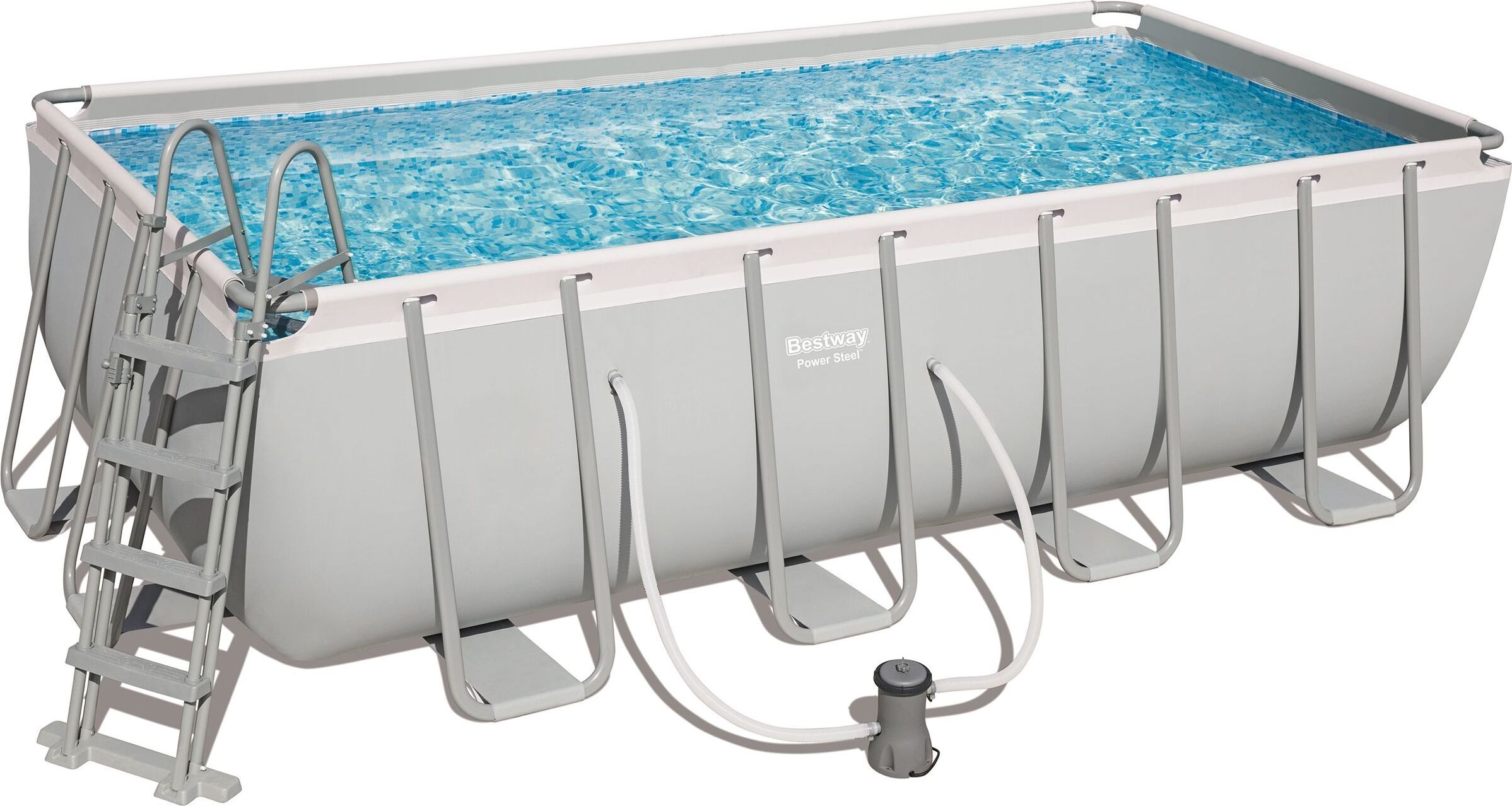 Bestway Power Steel Frame Pool Komplett-Set, eckig, 488x244x122cm, 56670