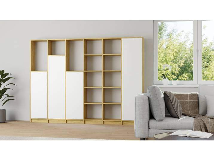 Eleganter Wohnzimmerschrank - Wohnschrank mit vielen Optionen Eiche Natur geölt