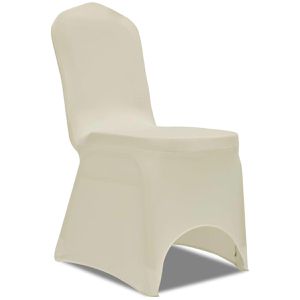 vidaXL Stuhlhusse 241199, elastisch, creme, für Esszimmerstühle, bodenlang, aus Mischgewebe, 6er Set
