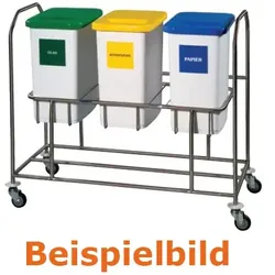 Novocal NWE2044 Kombisammler 4fach 4 Behälter Abfallwagen Wertstoffsammler mit 4 Behälter und Aufkleber