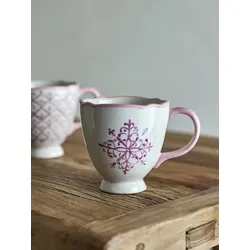 Bloomingville Steingut-Becher Wonderland Rose 4er-Set, Rose - Ø 10,5 x H 11 cm