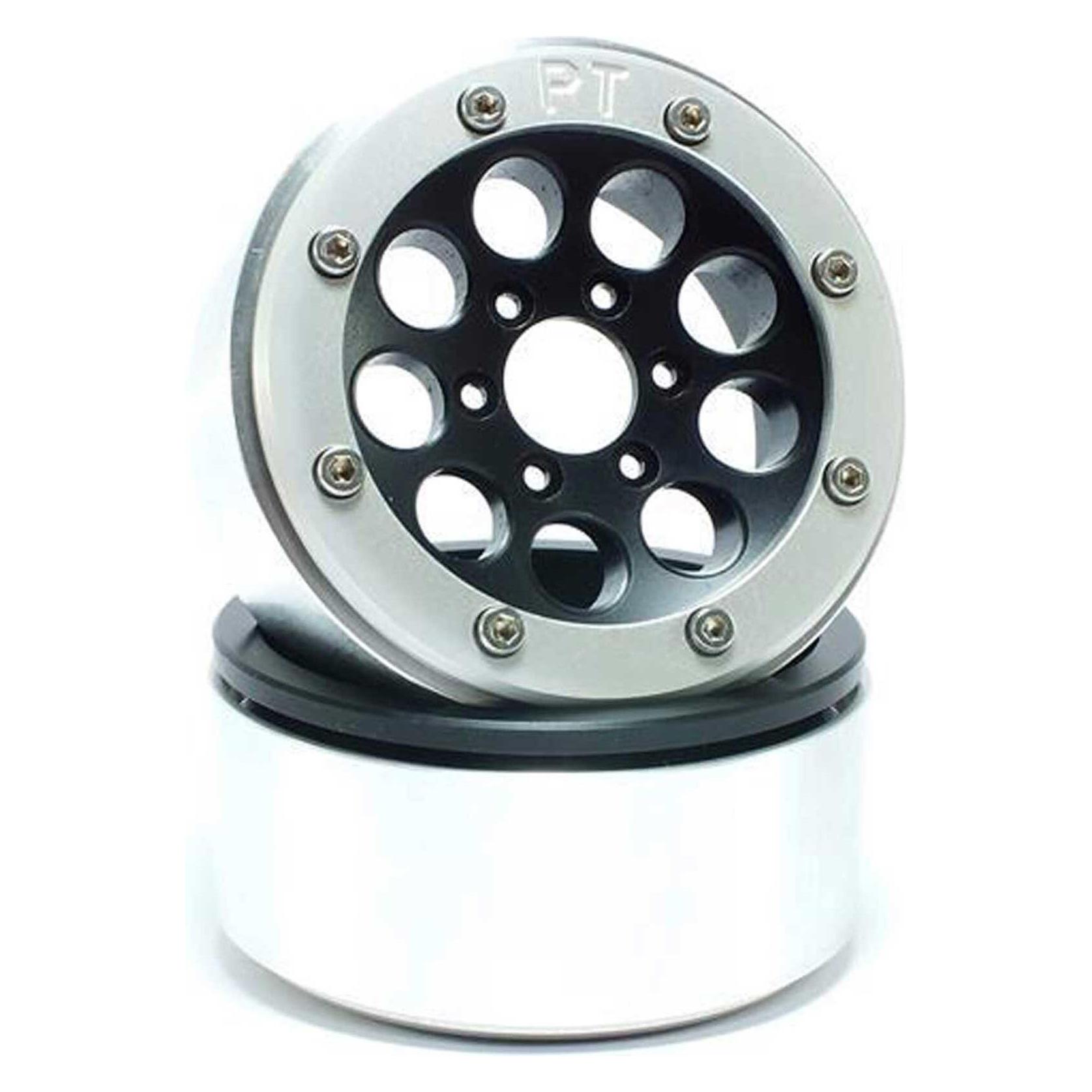 Metsafil beadlock wheels gun schwarz/silber 1.9 (2 st.) ohne radnabe (MT5020BS)