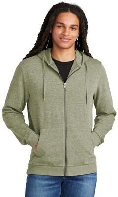 District DT1302 Perfect Tri Fleece Full-Zip Hoodie in Military Green Frost size XL   Triblend