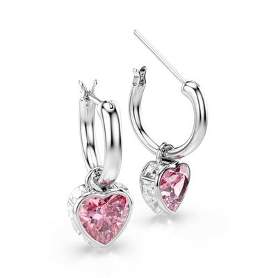 Paar Creolen SWAROVSKI "Schmuck Geschenk CHROMA Ohrringe", metallfarben, kristallweiß, pink, kristallweiß, pink, Ohrringe, Damen, Metall, mit Swarovski Kristall - Einhänger abnehmbar