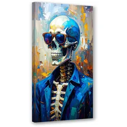 LEINWANDBILD Schädel mit Brille 60x120cm