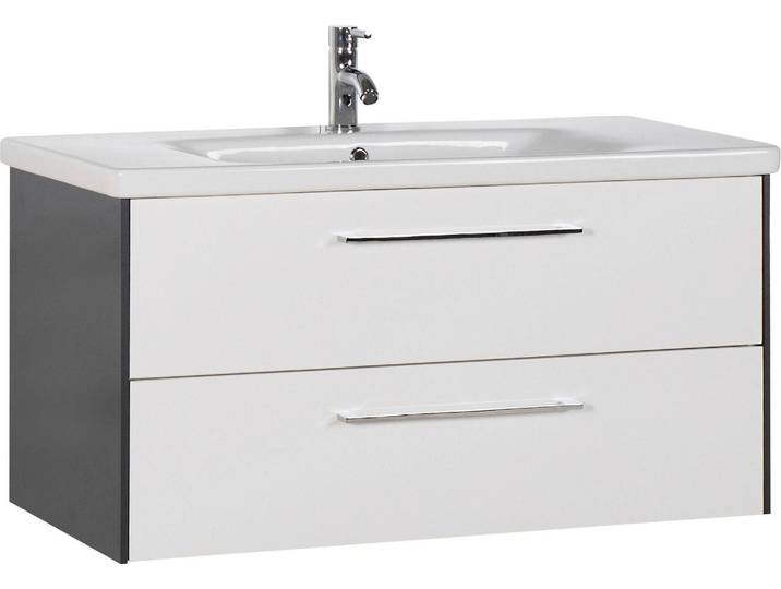 Waschtisch SAPHIR 3400 , weiss (anthrazit, weiß seidenglanz, anthrazit matt), B:100cm H:52cm T:43,8cm, Waschtische, Waschtisch, Breite 100 cm