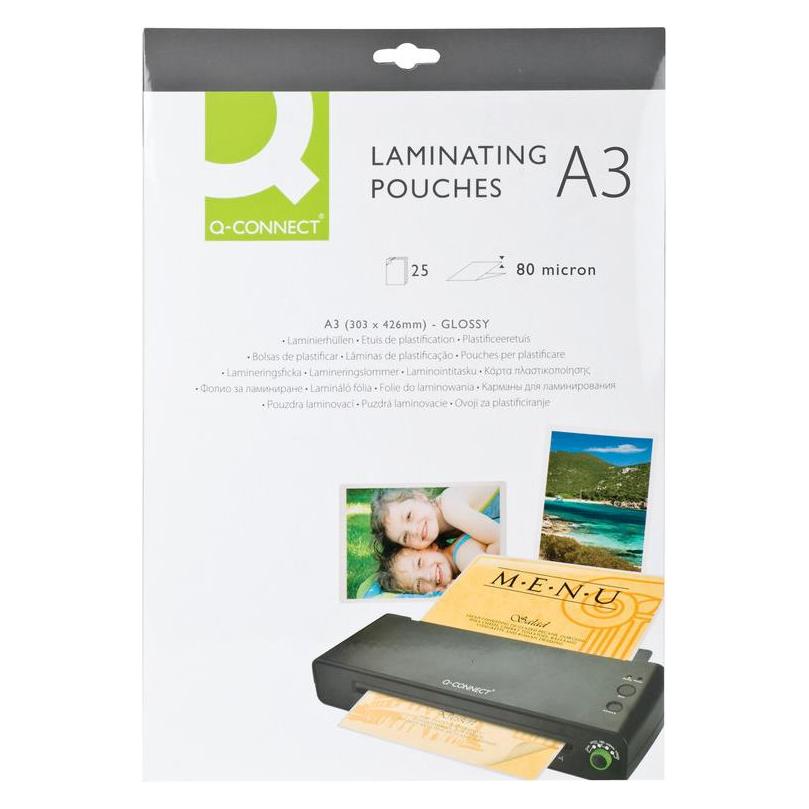 Q-Connect Laminierfolien glänzend (A3, 100 Stk., 80 µm) (KF04122)