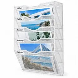 Relaxdays Zeitschriftenhalter Metall Wandmontage Weiß