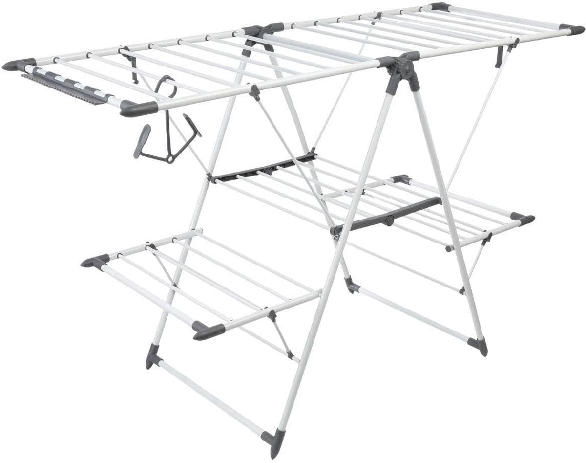 Opvouwbare wasdroger met 18 meter droogruimte en accessoires
