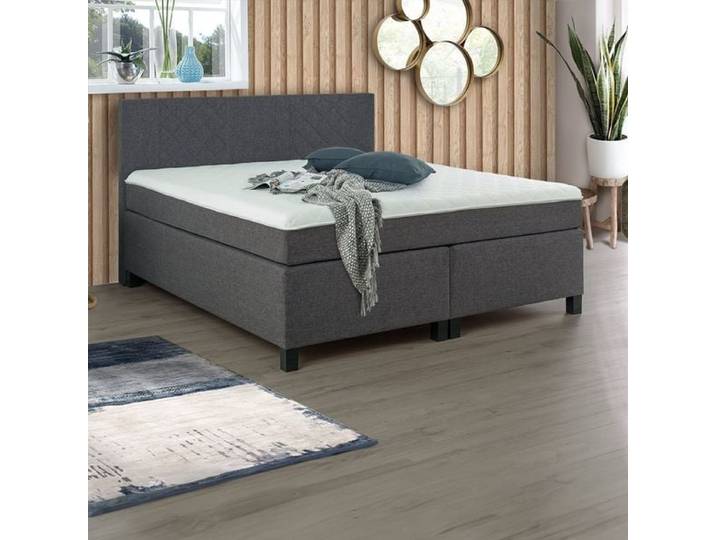 Boxspringbett Ordan Webstoff 180x200cm Härtegrad: H2 Grau