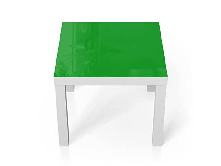 DEQORI Glastisch weiß klein 55x55 cm Unifarben - Mittelgrün ausgefallener Beistelltisch aus Glas Hochglanz Couchtisch fürs Wohnzimmer moderner Couch Tisch mit Design