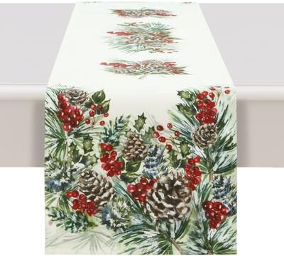 Laural Home "Snowy Garland Table Runner - 13"" x 90"""