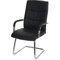 Konferenzstuhl MCW-A49, Besucherstuhl Freischwinger, Kunstleder ~ schwarz