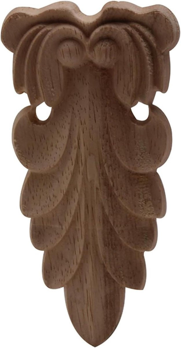 Decoratieve houten applique in natuurlijk ongeverfd design - 12 x 8 cm