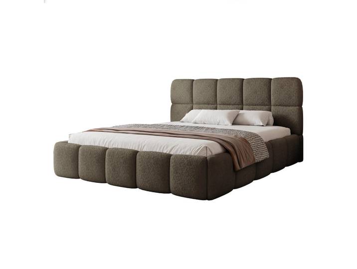 Ravio Polsterbett Ceretto 140x200 cm Kaffeebraun (Stoff Legend 07) - mit Bettkasten und Holzlattenrost, Braun, Rechteckig, 140x200 cm, Schlafzimmer, Betten, Polsterbetten