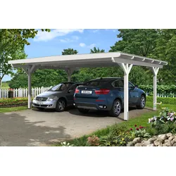 Skan Holz Carport Odenwald 640 x 541cm weiß Holzcarport