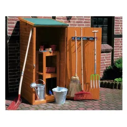 Gartenschrank Holz Göding - 78 x 78 x 164 cm - Farbe: Honigbraun - Geräteschuppen aus Fichtenholz mit integriertem Regal und Flachdach