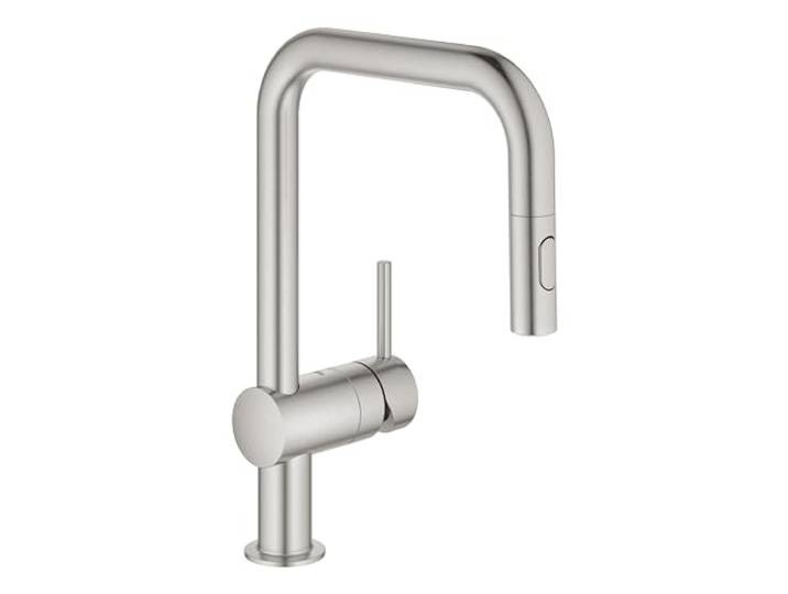 GROHE Minta, Küchenarmatur 2 Strahlarten (Wasserhahn Küche mit ausziehbarer Brause, 360° schwenkbar, wassersparend dank variabler Mengenbegrenzung, einfache Spülbecken-Montage), edelstahl, 32322DC2