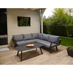 Garden Pleasure Lounge-Gruppe AURELIA, Aluminium Dunkelgrau / 100 % Polyester Grau