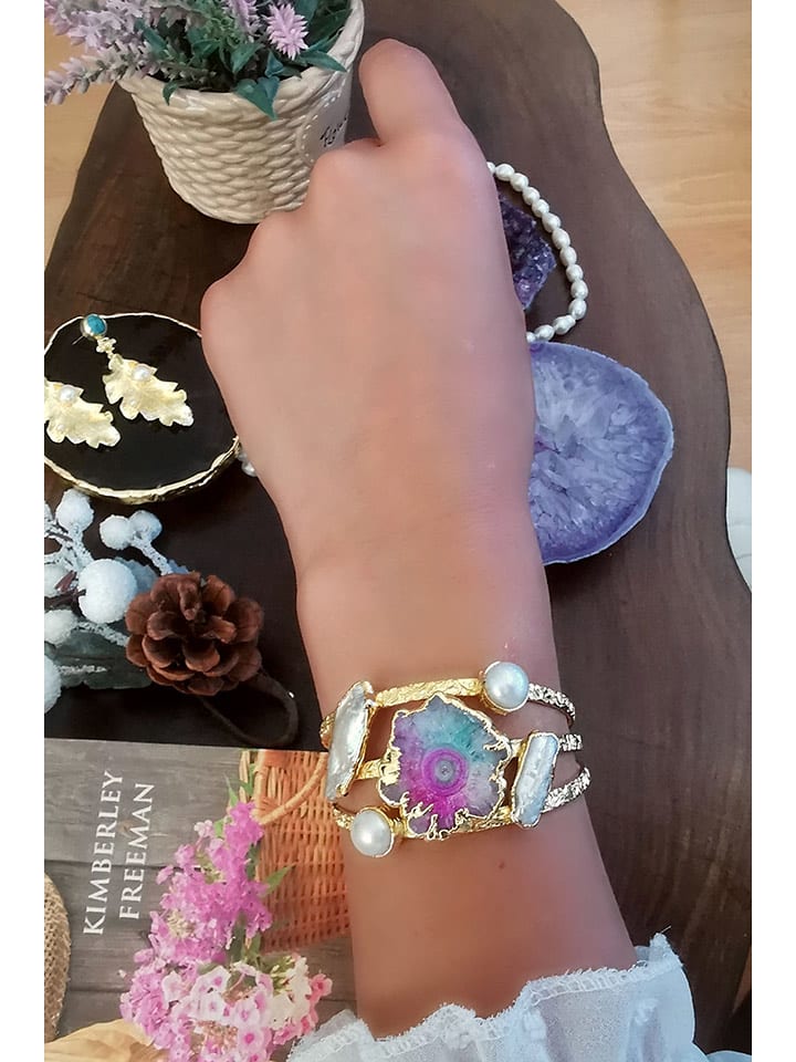 Pierres delicates Vergold. Armspange mit Edelsteinen - onesize