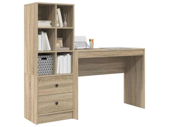Bureau contemporain - avec tiroir avec étagère (2 pcs) - Meuble de Bureau contemporain- Chêne Sonoma LV102