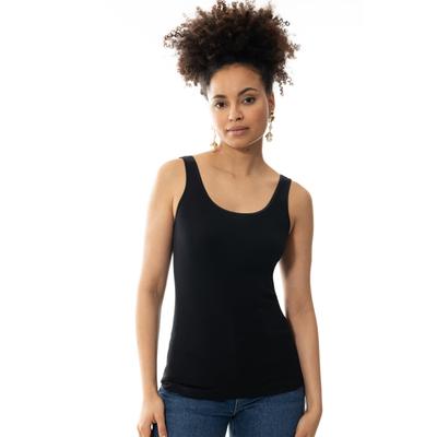 Tanktop MEY "Noblesse", Damen, Gr. 44, schwarz, Feinripp, Obermaterial: 100% Baumwolle, unifarben, Basic hüftbedeckend, tiefer Rundhals, Tops Tanktop, ohne auftragende Seitennähte, Slim Fit, tiefer Rundhalsausschnitt