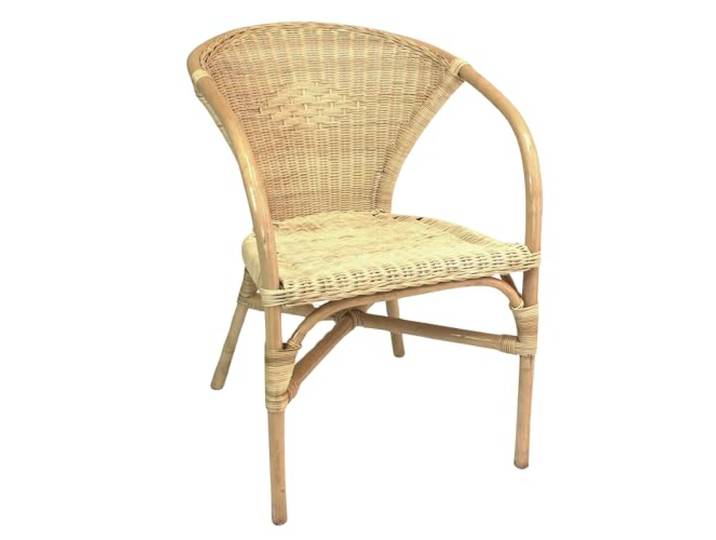 Dekoleidenschaft Rattanstuhl Natur lackiert, mit Armlehnen, handgefertigt, Korbstuhl mit Komfort-Sitzhöhe, Bistrostuhl, Rattansessel, Cocktailsessel, Clubsessel, Korbsessel, Bistrosessel
