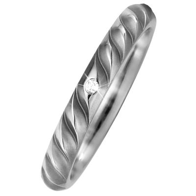 Partnerring JOBO "Ring Titanring" Gr. 54, silber (titanfarben), Fingerringe, Damen, 54, SI = kleine Einschlüsse, Diamanten Titan, Diamanten, Titan, Titan mit Diamant