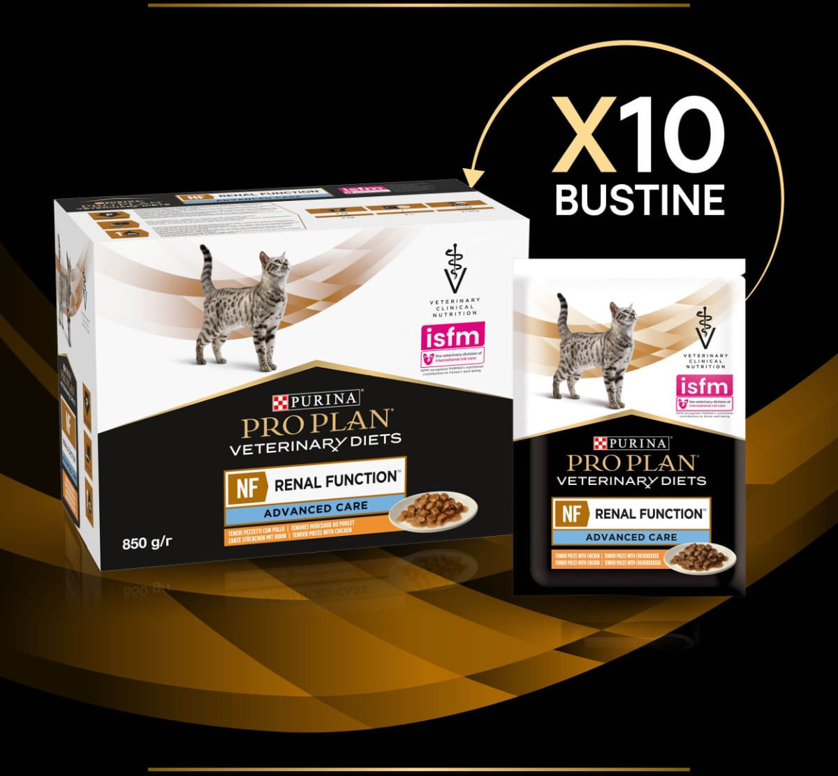 Purina Pro Plan Veterinary Diets Nf Renal Function Advanced Care Gatto Multipack al Pollo 10X85G