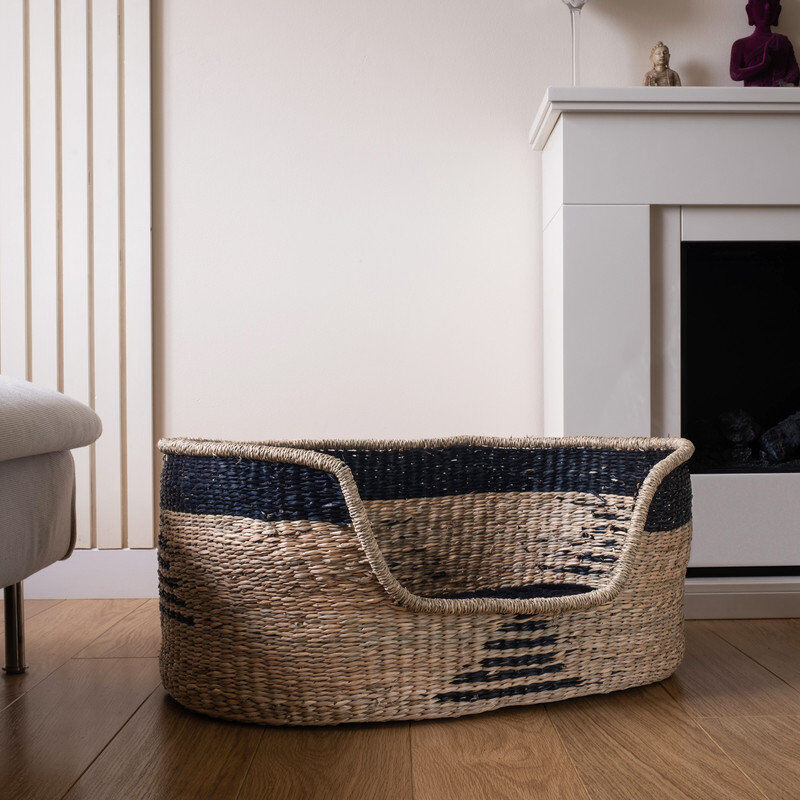Archie & Oscar Oval Abstract Pet Bed Black 26cm H x 69cm W x 45cm D