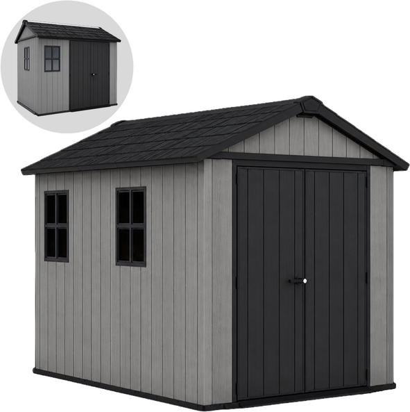 Keter Newton Plus 759/975 Grau  Gerätehaus mit Fenstern  230×287×246 cm