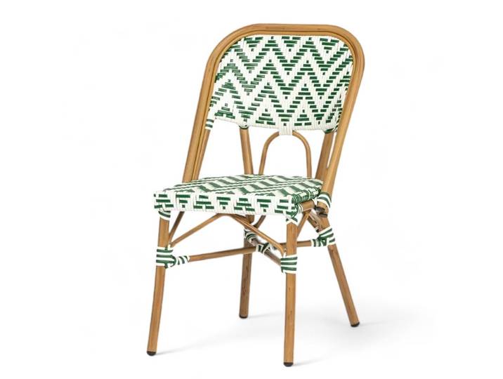Chaise de terrasse ALMA - Tressage vert foncé et blanc