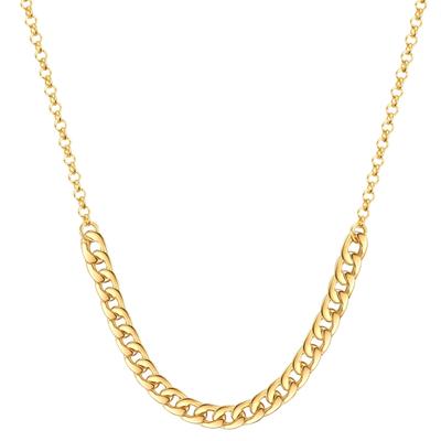 Panzerkette LULU & JANE "AV171", gold (gelbgold), Halsketten, Damen, 50,5cm, B: 2,5mm, Panzerkette, B:2,5mm