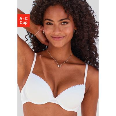 Push-up-BH VIVANCE "BH mit Bügel, Baumwoll-BH", Damen, Gr. 75, Cup C, weiß, Trikot, Obermaterial: 69% Baumwolle, 16% Polyester, 9% Polyamid, 6% Elasthan, Basic, BHs Push-up-BH, als Wäsche-Set kombinierbar, aus weicher Baumwollqualität