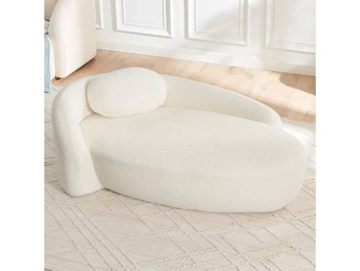I0I&I0I Minimalistisches Teddy Sofa mit Runddesign Weich gepolstert, Kissen, Vielseitig für Wohnzimmer, Schlafzimmer und Studio (Beige + Teddy + 1 Seat + Foam)