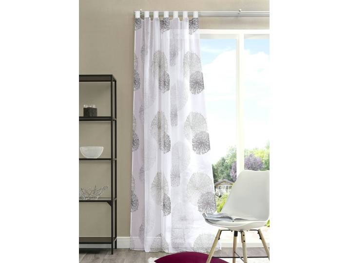 Übergardine mit Schlaufen oder Universalschienenband, Grau-Steingrau, Größe 358 (H145xB140 cm), Schlaufen