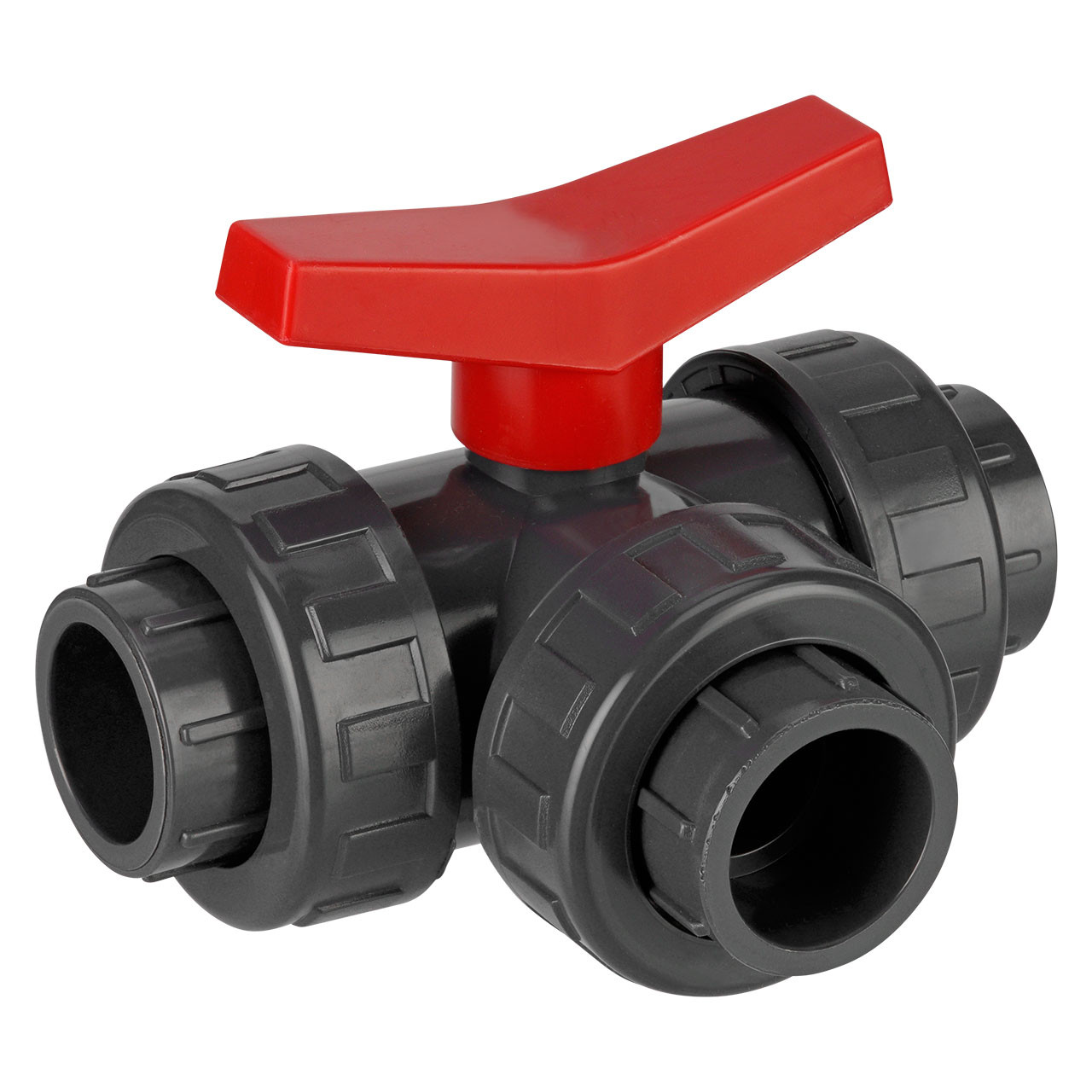 REKUBIK PVC-U 3-Wege-Kugelhahn L-Bohrung 3x Klebemuffe 40mm x 40mm x 40mm 2510041