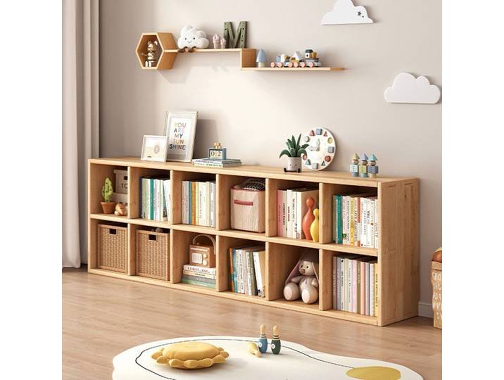 Étagère pour enfants en bois massif non peint pour la maison, le salon, la salle d'étude, armoire de présentation de jouets pour le rangement des jouets Lego