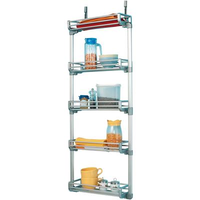 Türregal RUCO, silber (aluminiumfarben, silber), B:52cm H:135cm T:20cm, Aluminium, Regale, Türregal, Aluminium/Kunststoff, mit 5 Körben