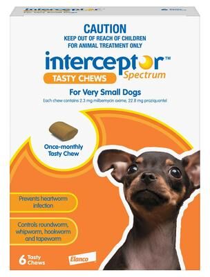 Interceptor For Dogs 2-10 Lbs (Brown) 3 Chews