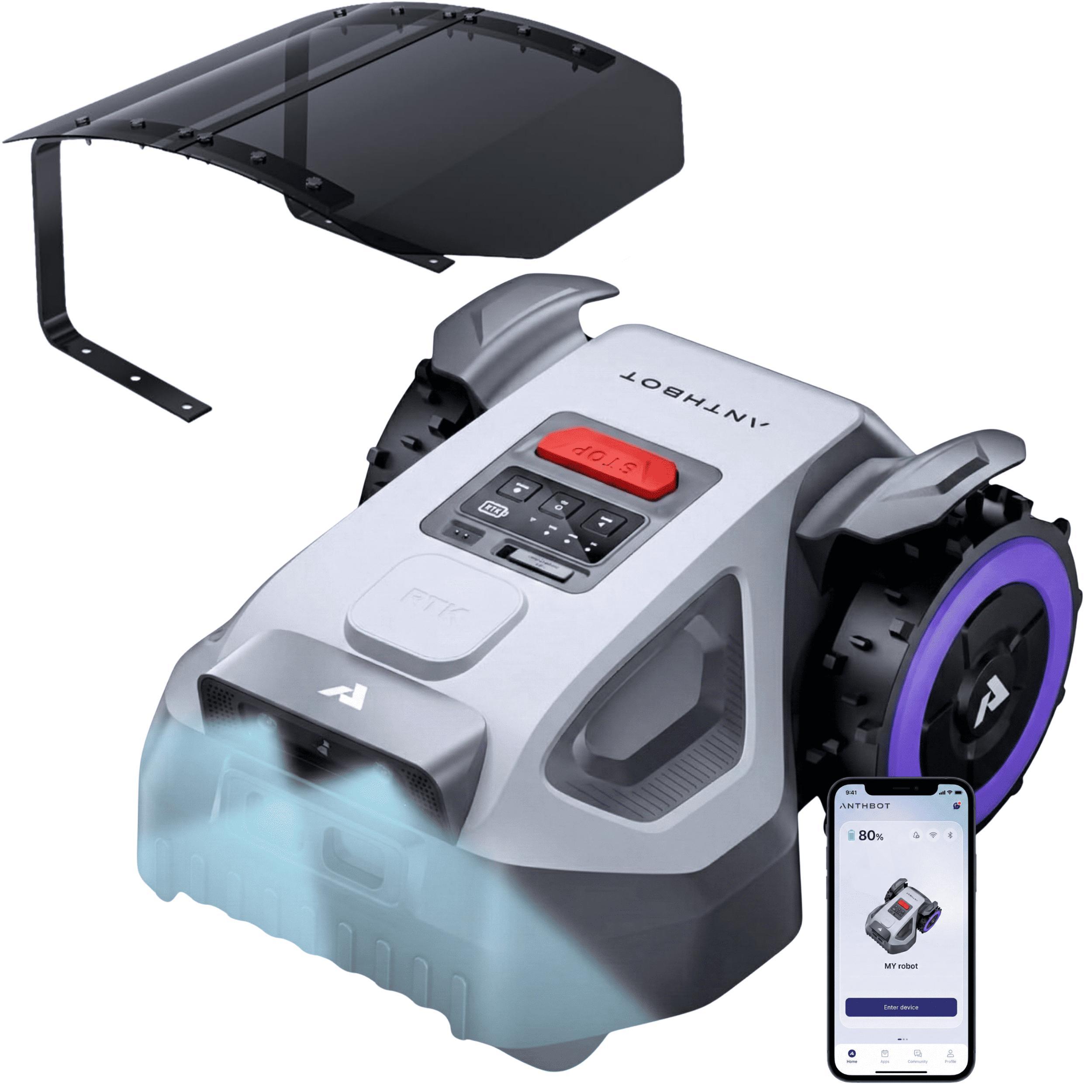ANTHBOT M9 Mähroboter ohne Draht inkl. Premium-Garage, RTK-Navigation, KI-Kamera, bis 900 m², 45% Steigung, 3 Monate NRTK-Service gratis