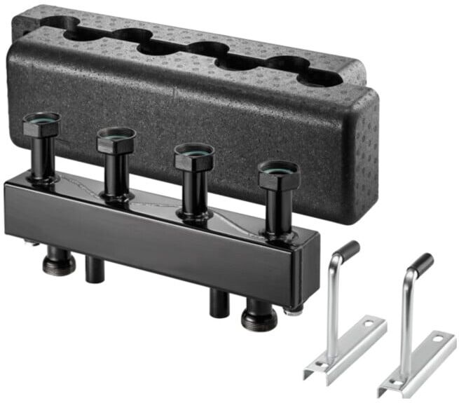 OV Poutre de distribution avec isolation pour 4 circuits de chauffage, DN25, acier ; Oventrop (1351584)