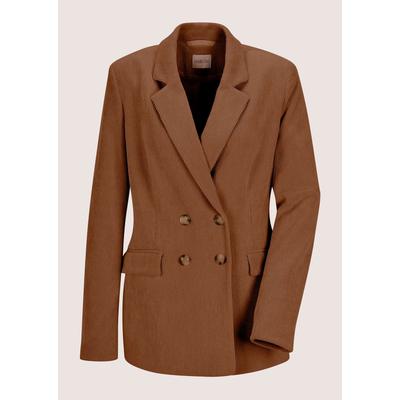 Jackenblazer MADELEINE "Cordblazer Moderner Businessblazer mit Reverskragen", Damen, Gr. 46, mandel, Blazer, Cordoptik