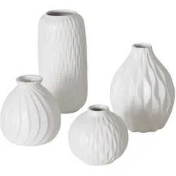 Boltze Vasen Zalina 4er, 9-20 cm, Ø 9-12 cm, weiß