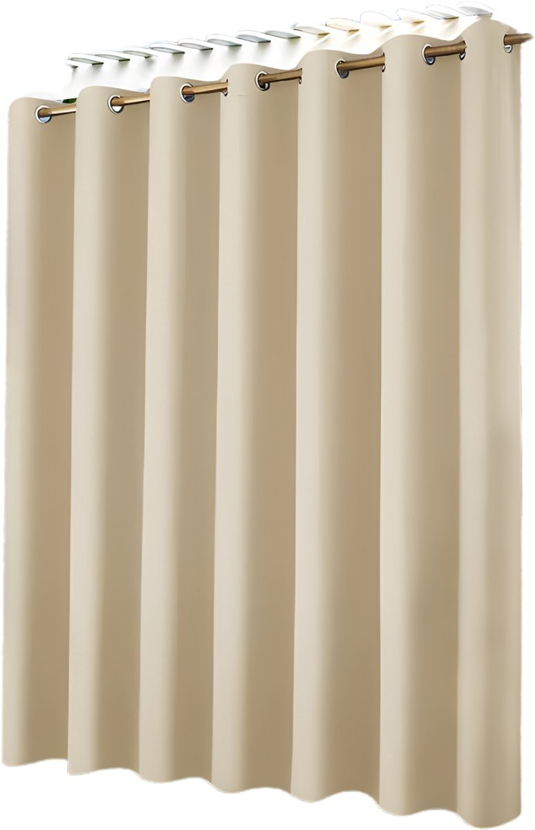 Happiq Buitengordijn Beige Semi-transparant met RVS ringen, 132 x 213 cm