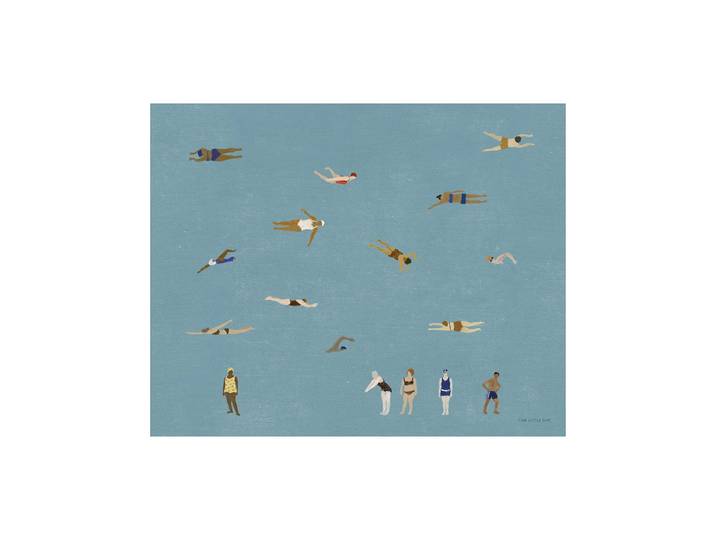 Fine Little Day Swimmers poster Blue, 40x50 cm