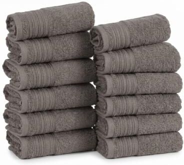 Blue Nile Mills 12-Piece Stone-Inspired Jacquard Face Towel Set, Quick-Dry Washcloths