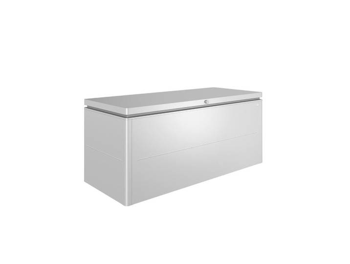 Kissenbox, Silberfarben, Metall, 200x90x85 cm, Deckel aufklappbar, regenabweisend, wetterbeständig, Gartenzubehör, Gartenbox