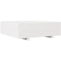 Helloshop26 - Hochbeet für Pflanzen Blumen Terrasse Garten 80 x 80 x 26,5 cm massives Kiefernholz weiß 02_0037893