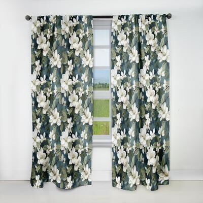 DESIGN ART "Designart ""Grey And White Blossoms Orchid Lovely"" Floral Blackout Room Darkening Curtain Panel"